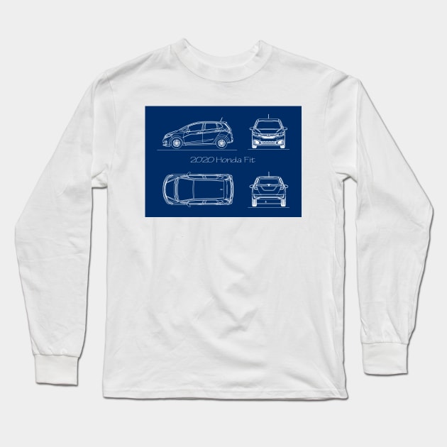 Blueprint Honda Fit Long Sleeve T-Shirt by CreativePhil